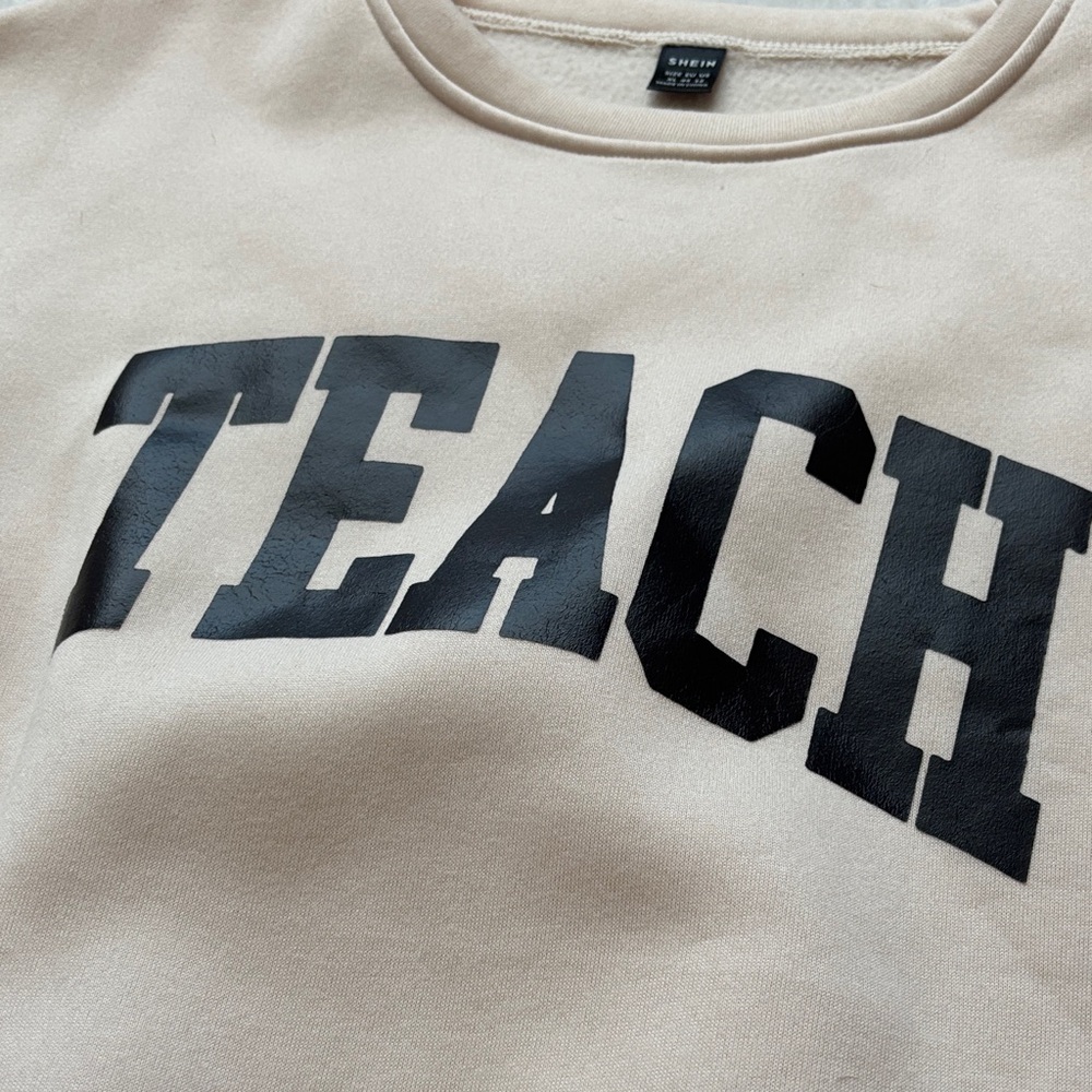 Cream Sweatshirt with Black 'TEACH' Print - Picture 4 of 6